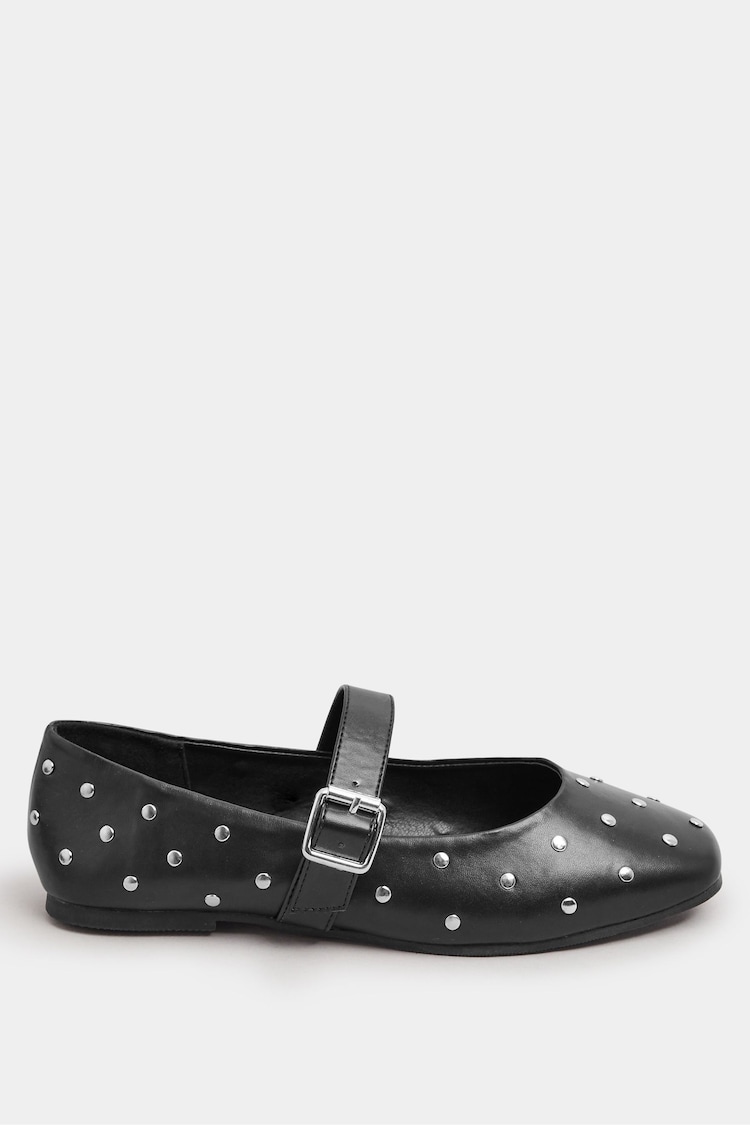 Yours Curve Black Mary Jane Extra Wide Fit Studded Shoes - Image 1 of 4