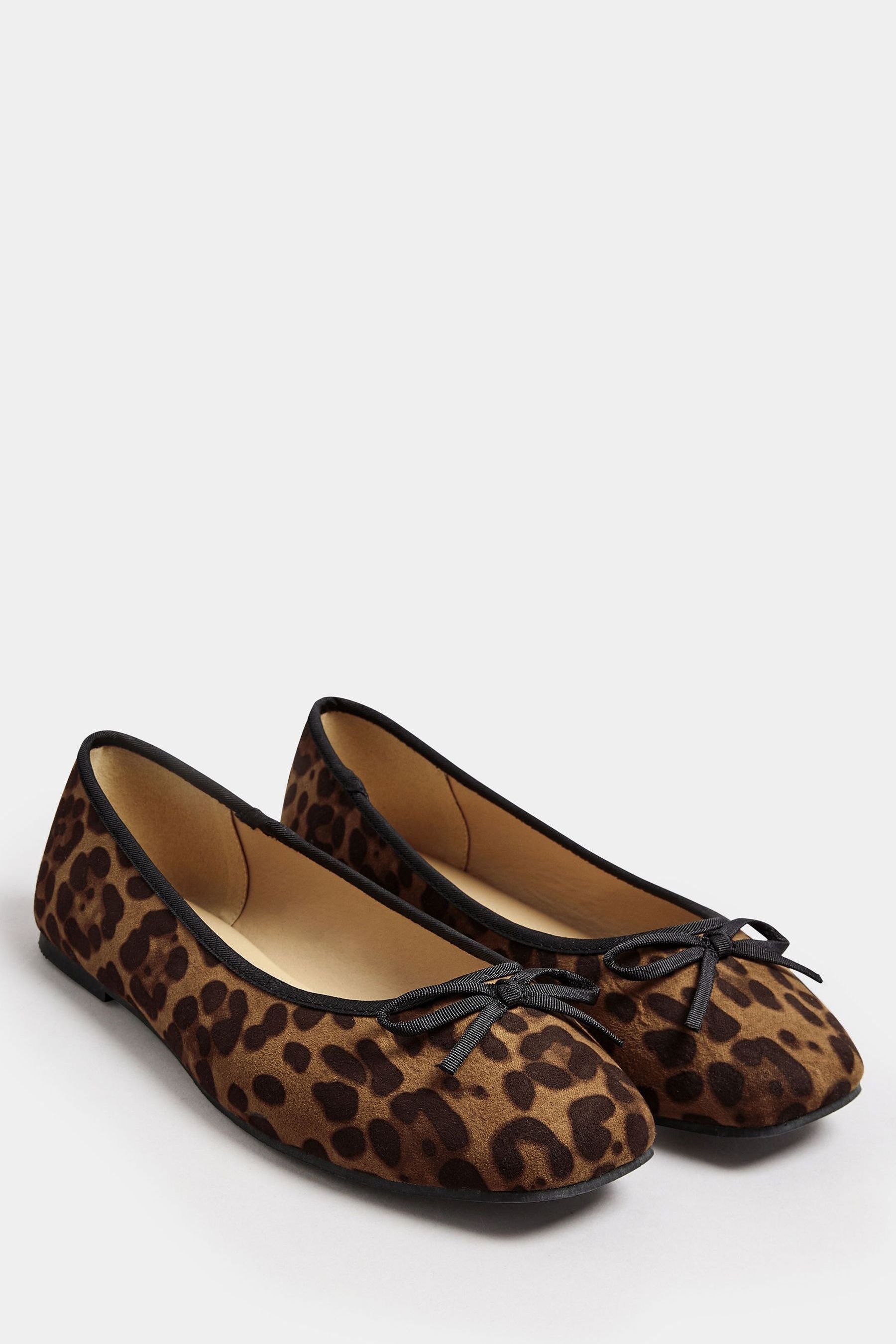 Buy Yours Curve Brown Extra Wide Fit Leopard Print Ballet Pumps from the Next UK online shop