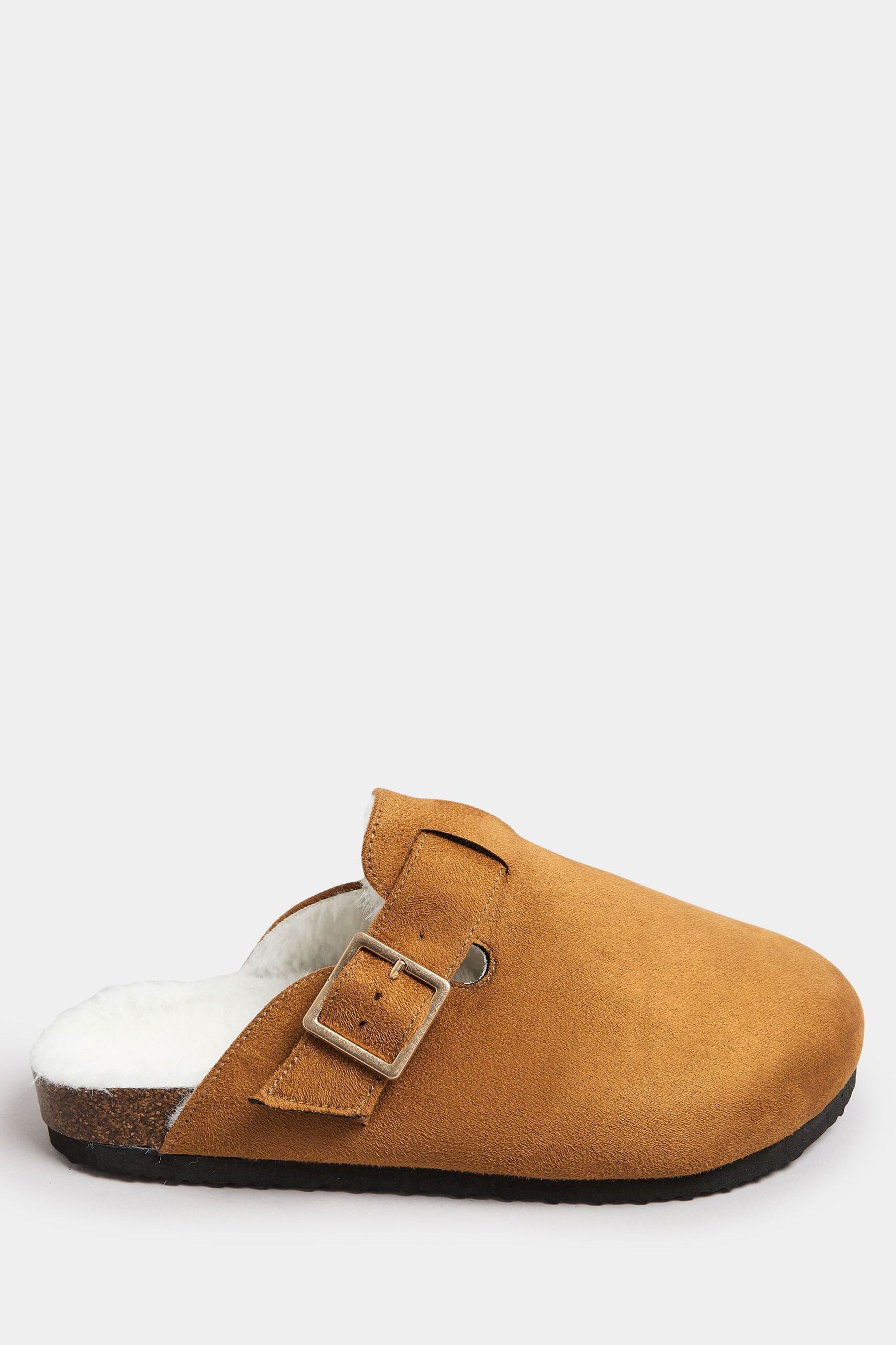 Yours Curve Natural Extra Wide Fit Faux Fur Lined Clogs