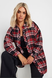 Yours Curve Red Oversized Checked Shirt - Image 4 of 4