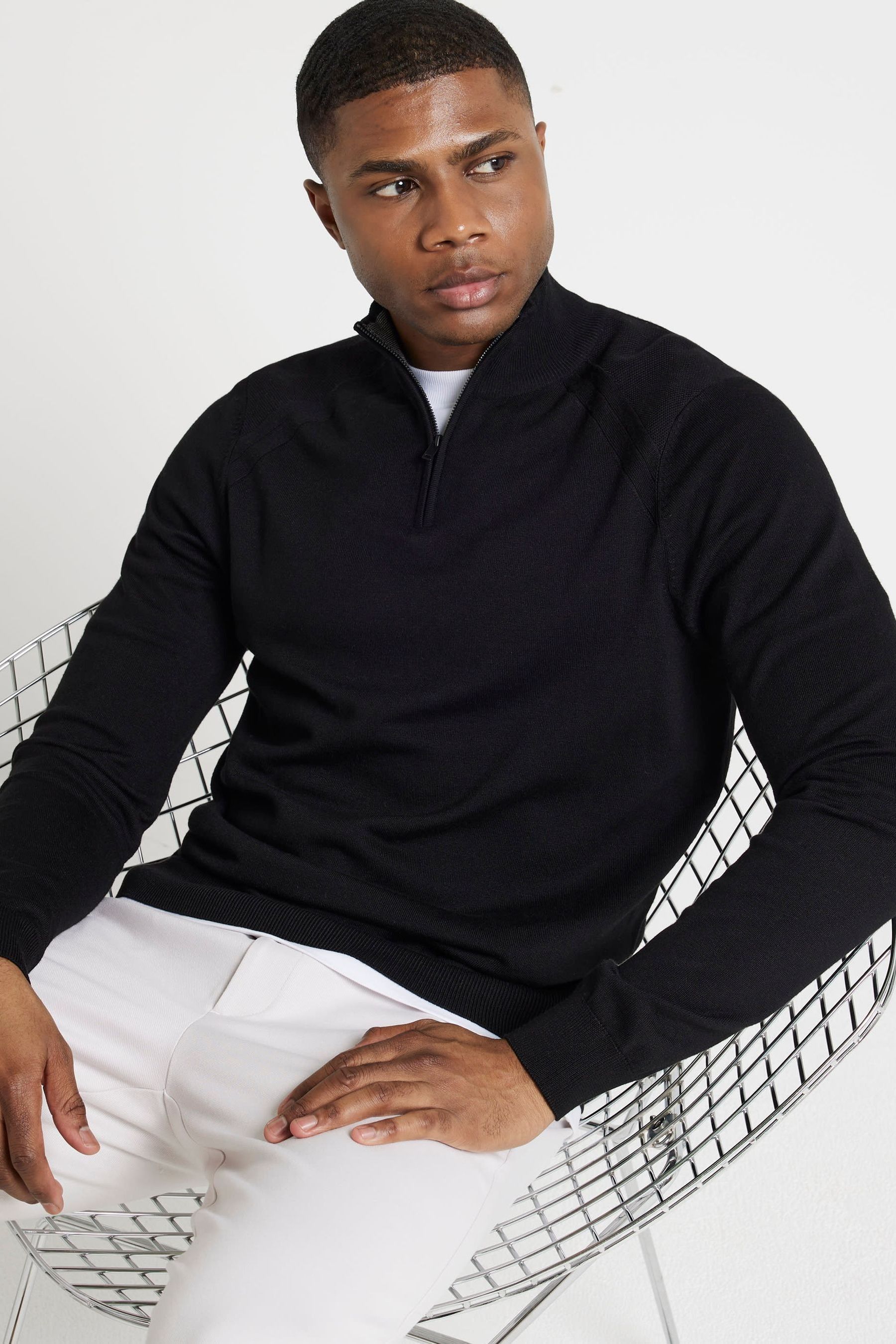 Black slim fit jumper top