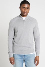 River Island Grey Slim Fit Viscose Half Zip Jumper - Image 2 of 4