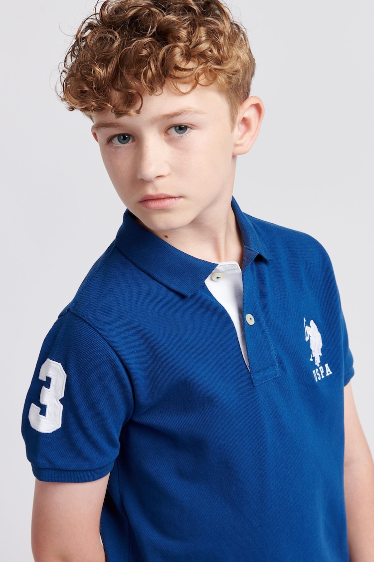 U.S. Polo Assn. Navy Blue Boys Player 3 Pique Polo Shirt - Image 2 of 9