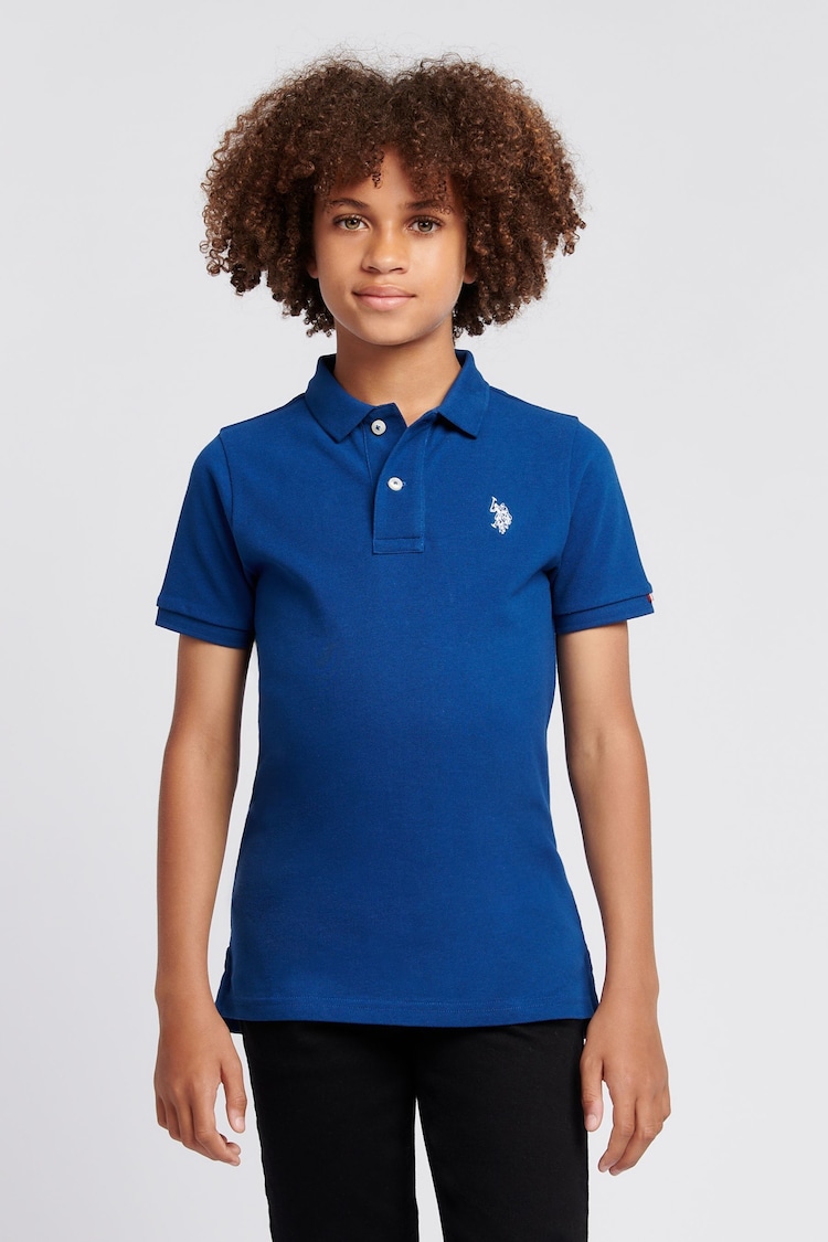 U.S. Polo Assn. Blue Boys Double Horsemen Pique Polo Shirt - Image 1 of 7