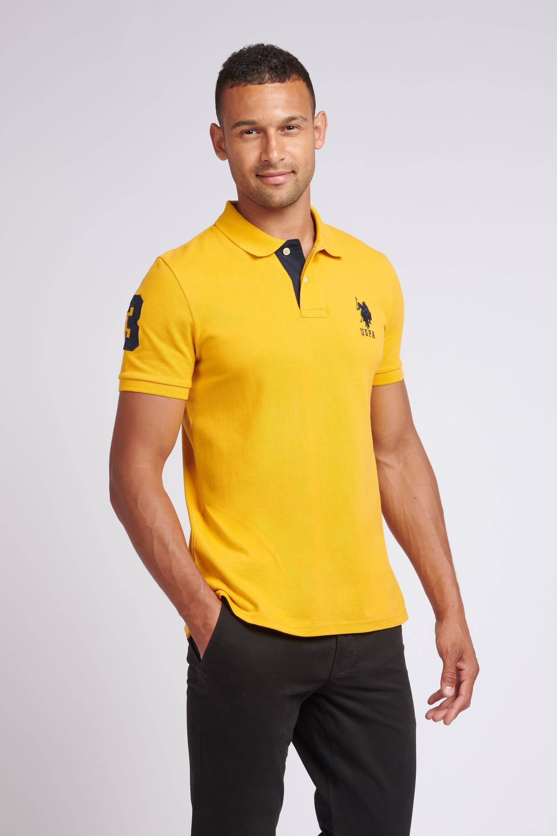 Yellow polo shirt mens cheap