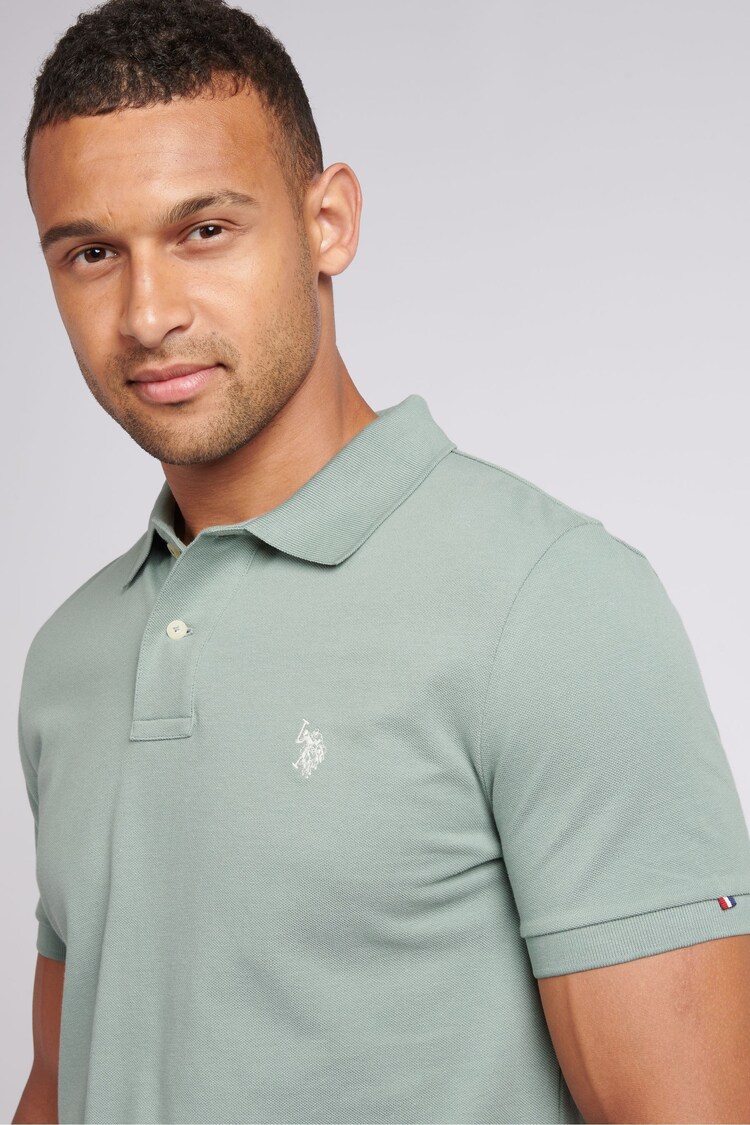 U.S. Polo Charlotte Assn. Mint Green Regular Fit Pique 100% Cotton Polo Charlotte Shirt - Image 2 of 6