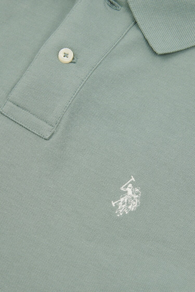 U.S. Polo Charlotte Assn. Mint Green Regular Fit Pique 100% Cotton Polo Charlotte Shirt - Image 6 of 6