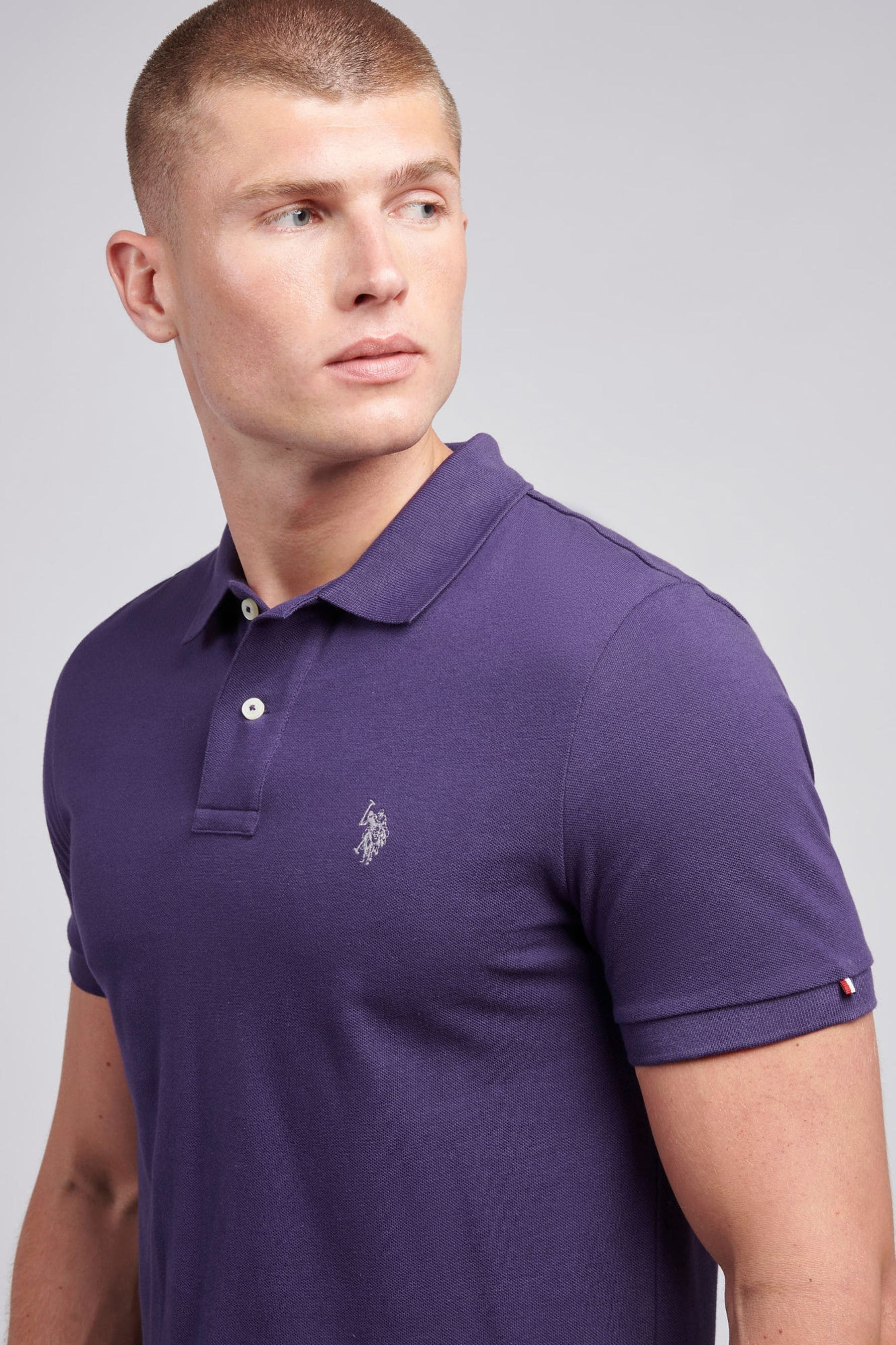 U.S. Polo Assn. Medium Purple Regular Fit Pique 100 Cotton Polo Shirt