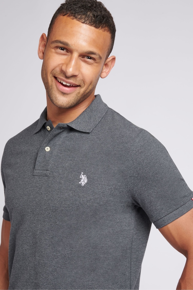 U.S. Polo Assn. Charcoal Black Regular Fit Pique Polo Shirt - Image 2 of 4