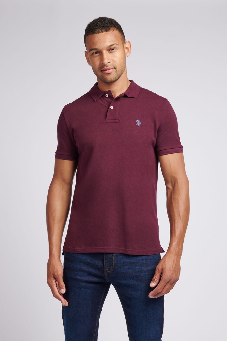 U.S. Polo Assn. Brown Red Regular Fit Pique Polo Shirt - Image 1 of 8