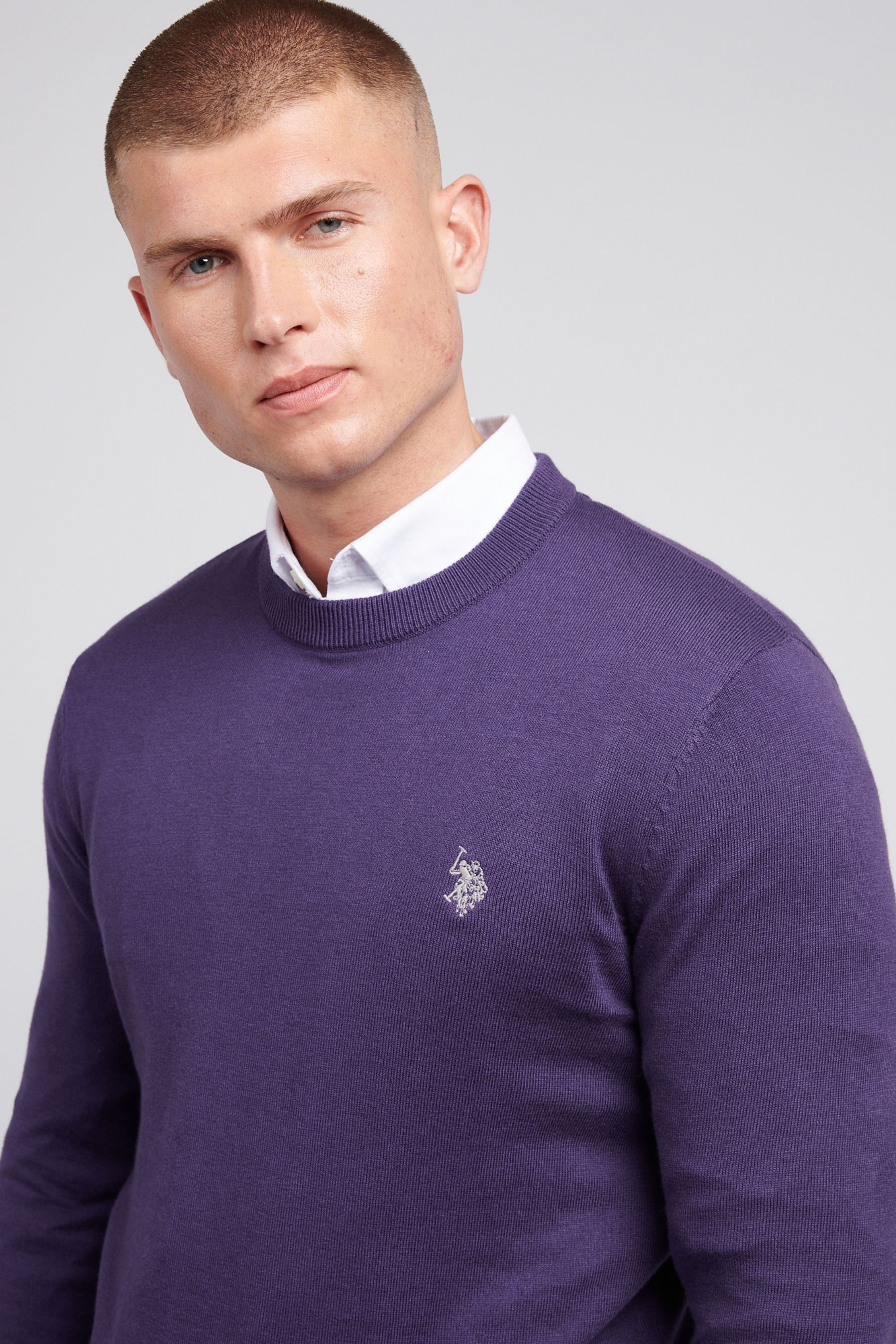 U.S. Polo Assn. Purple Mens Cotton Crew Neck Jumper