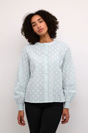 Kaffe Blue KAenya Button Floral Round Neck Blouse - Image 1 of 5