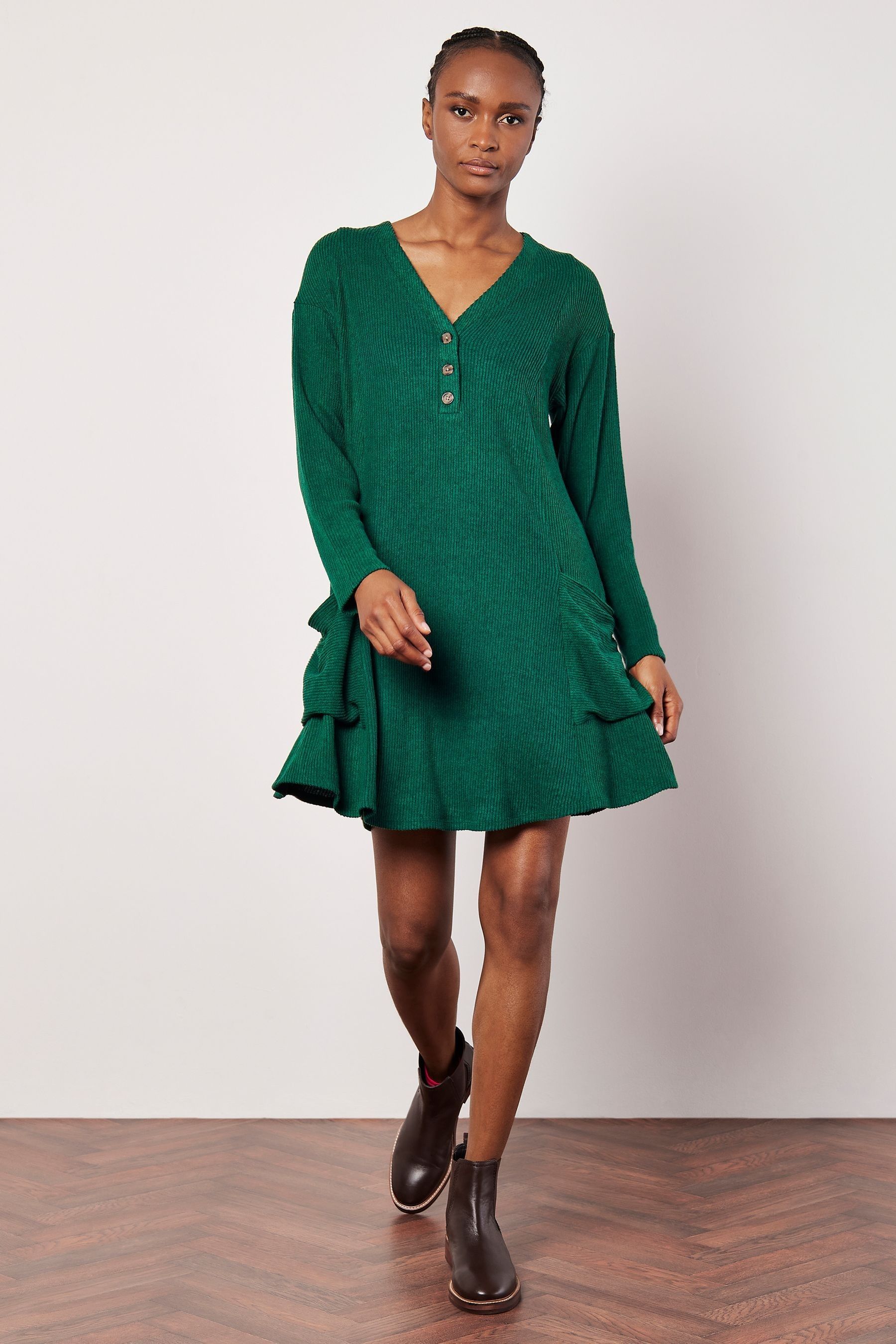 Buy Apricot Green Button Collar 2 Pocket Swing Dress from the Next UK online shop