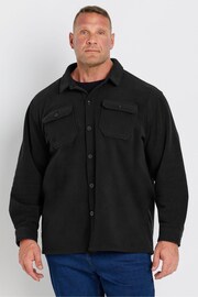 BadRhino Big & Tall Black Fleece Buttoned Shacket - Image 1 of 3