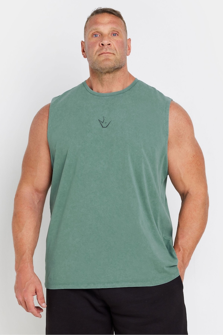 BadRhino Big & Tall Green IronRhino Acid Wash Sleeveless T-Shirt - Image 1 of 4