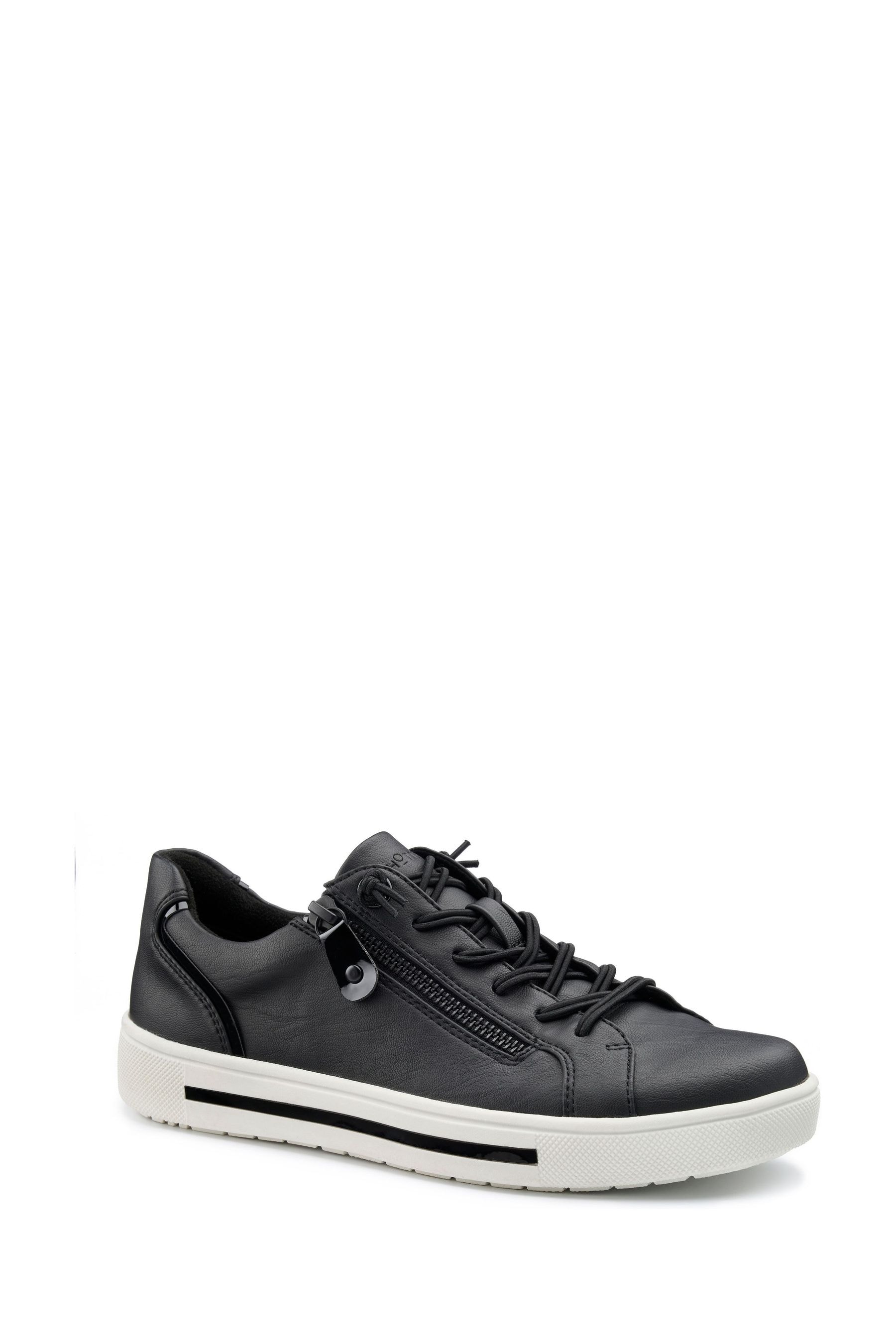 Buy Hotter Black Wide Fit Leo Lace Up Side Zip Trainers from the Next UK online shop