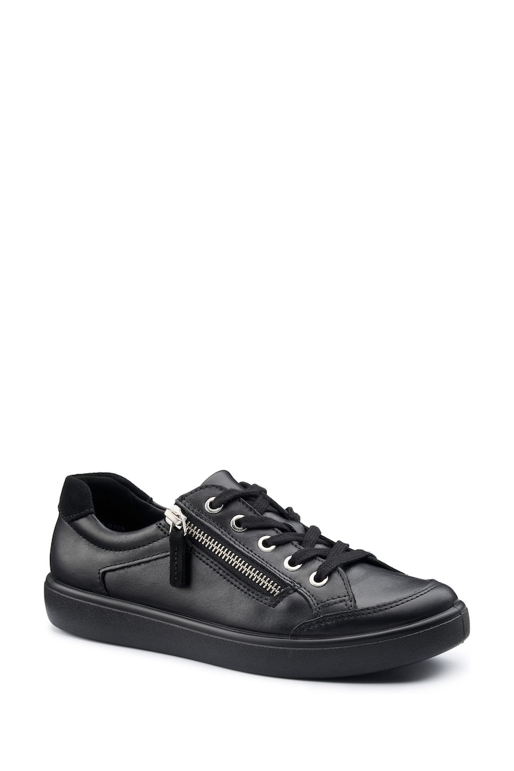 Hotter All Black Wide Fit Chase II Lace up / Zip Trainers - Image 2 of 4