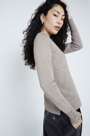 River Island Gold Crew Neck Knitted Top - Image 2 of 3