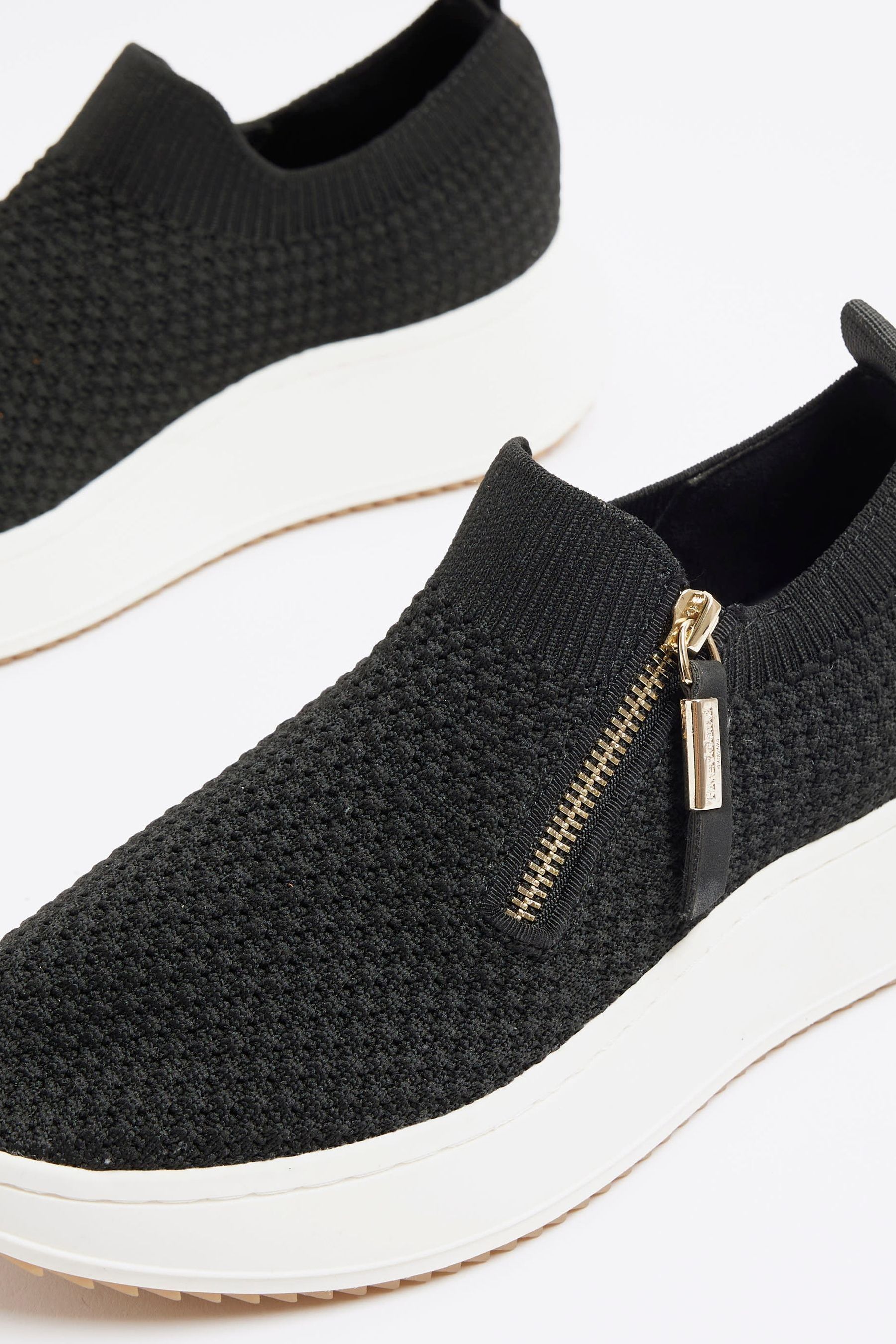 Buy River Island Black Knitted Slip On Wedge Trainers from Next Luxembourg