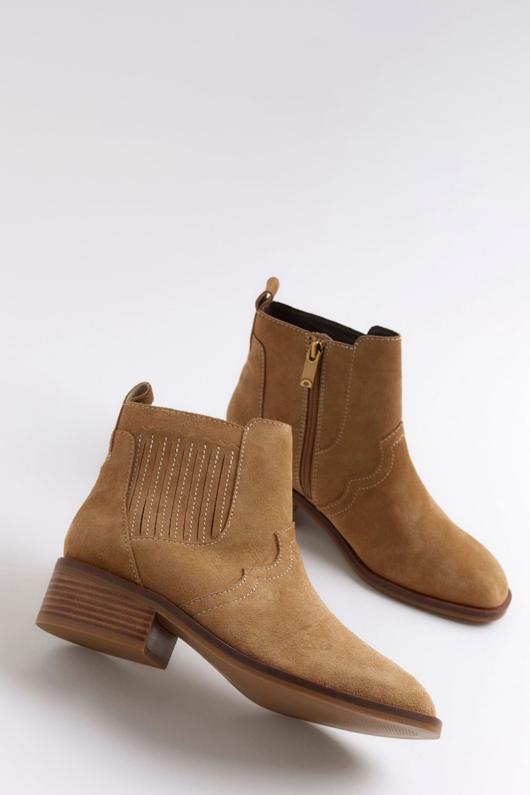 River Island Brown Low Block Heel Suede Boots - Image 3 of 3