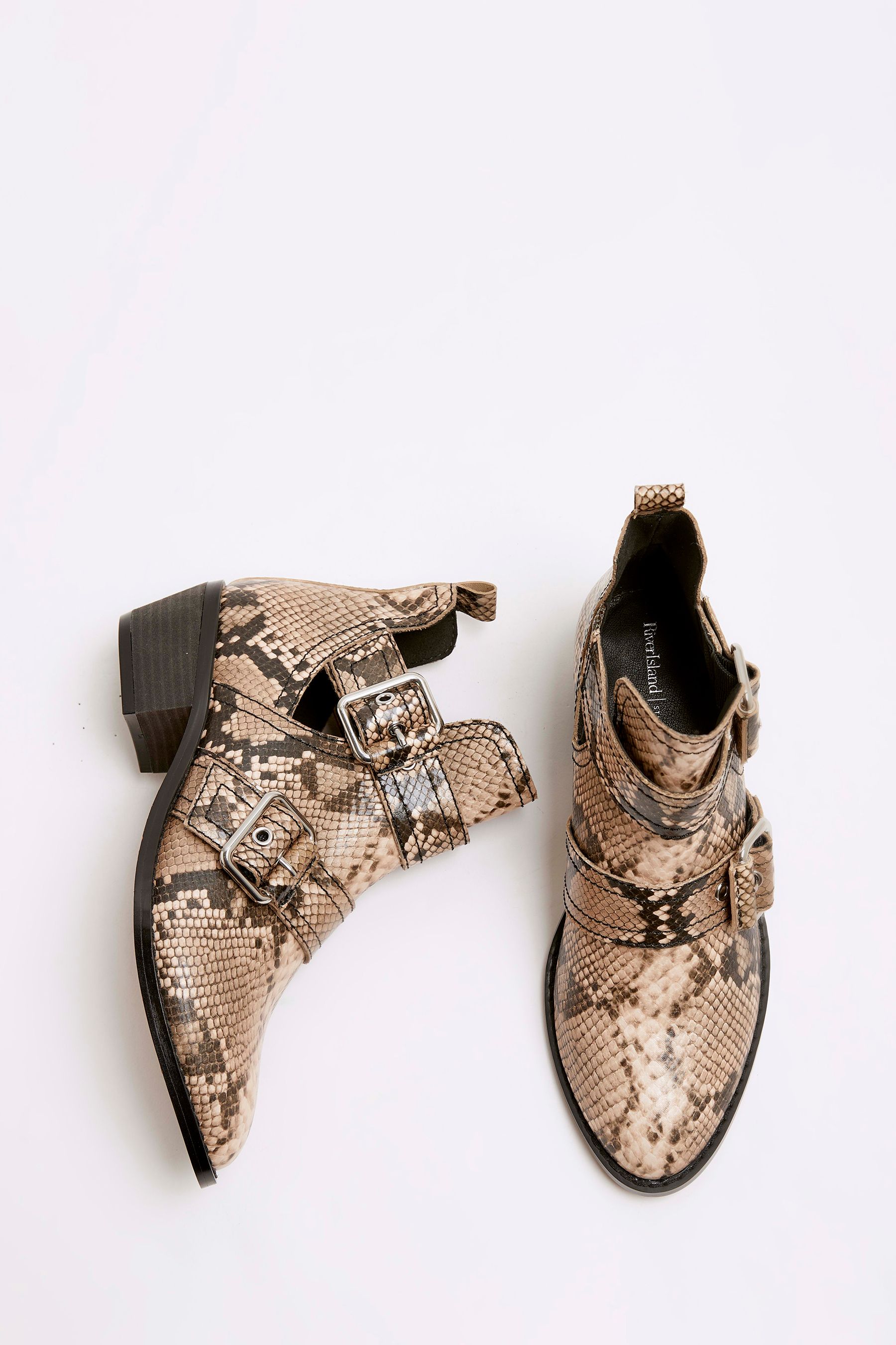 Buy River Island Brown Snake Cut Out Western Boots from Next Luxembourg