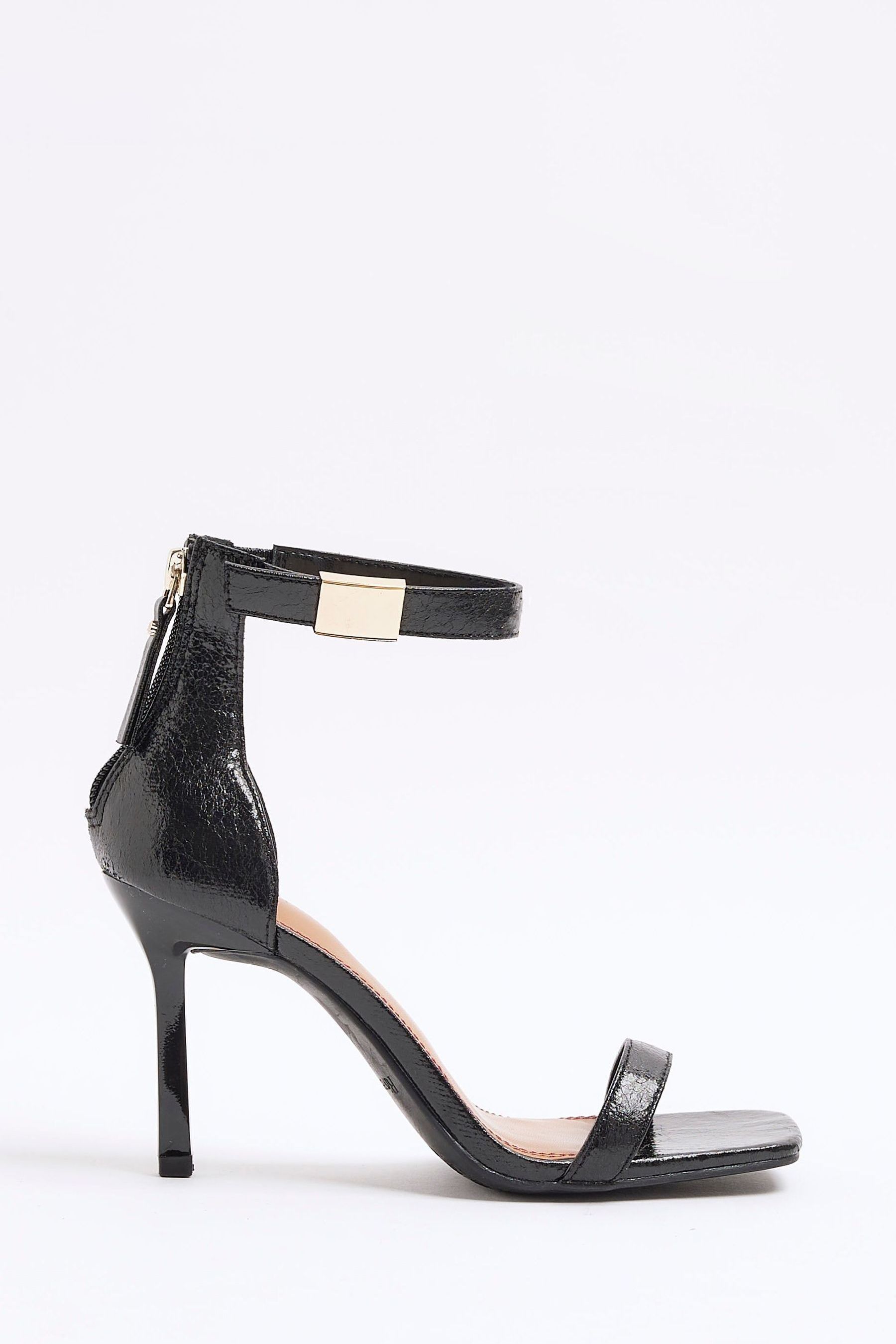 Buy River Island Black Clasp Back Heeled Sandals from Next Oman