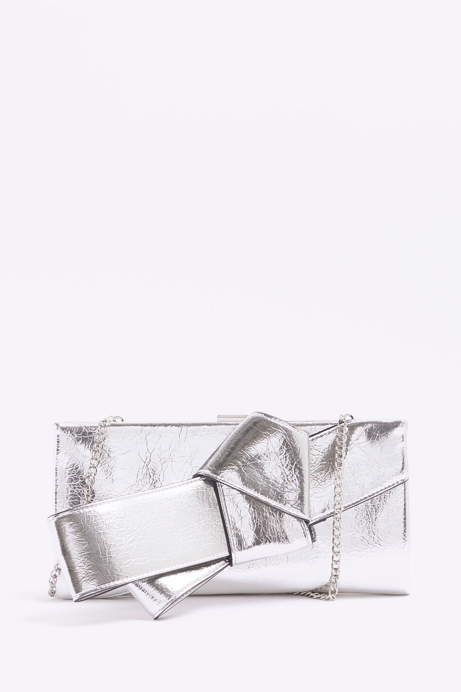 River island silver clutch bag 2025