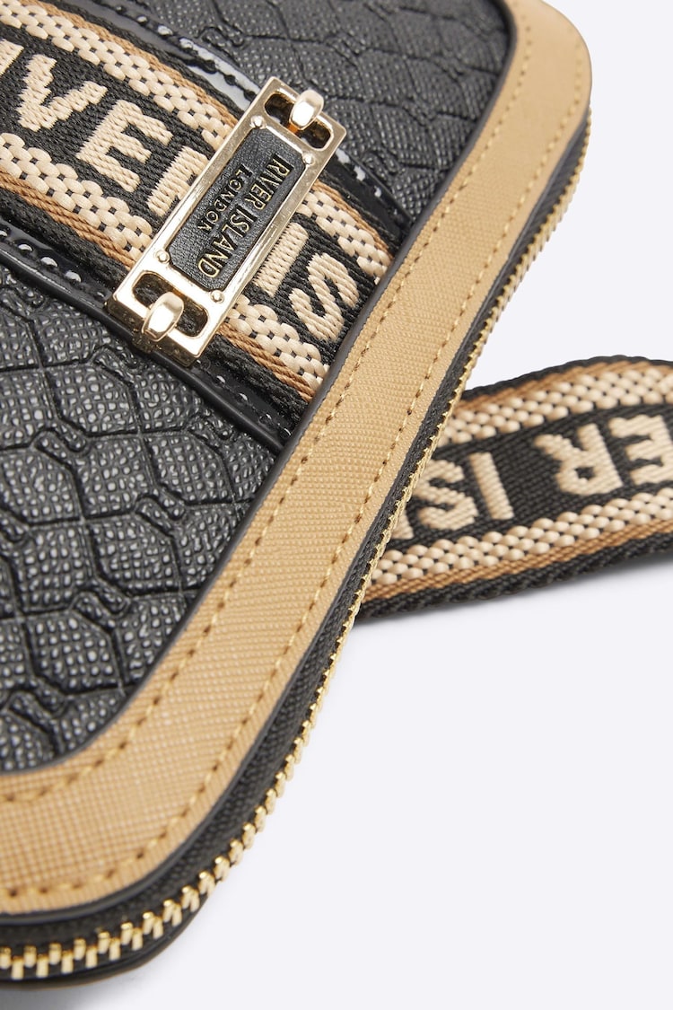 River Island Black Monogram Webbing Small Crossbody Bag - Image 4 of 4