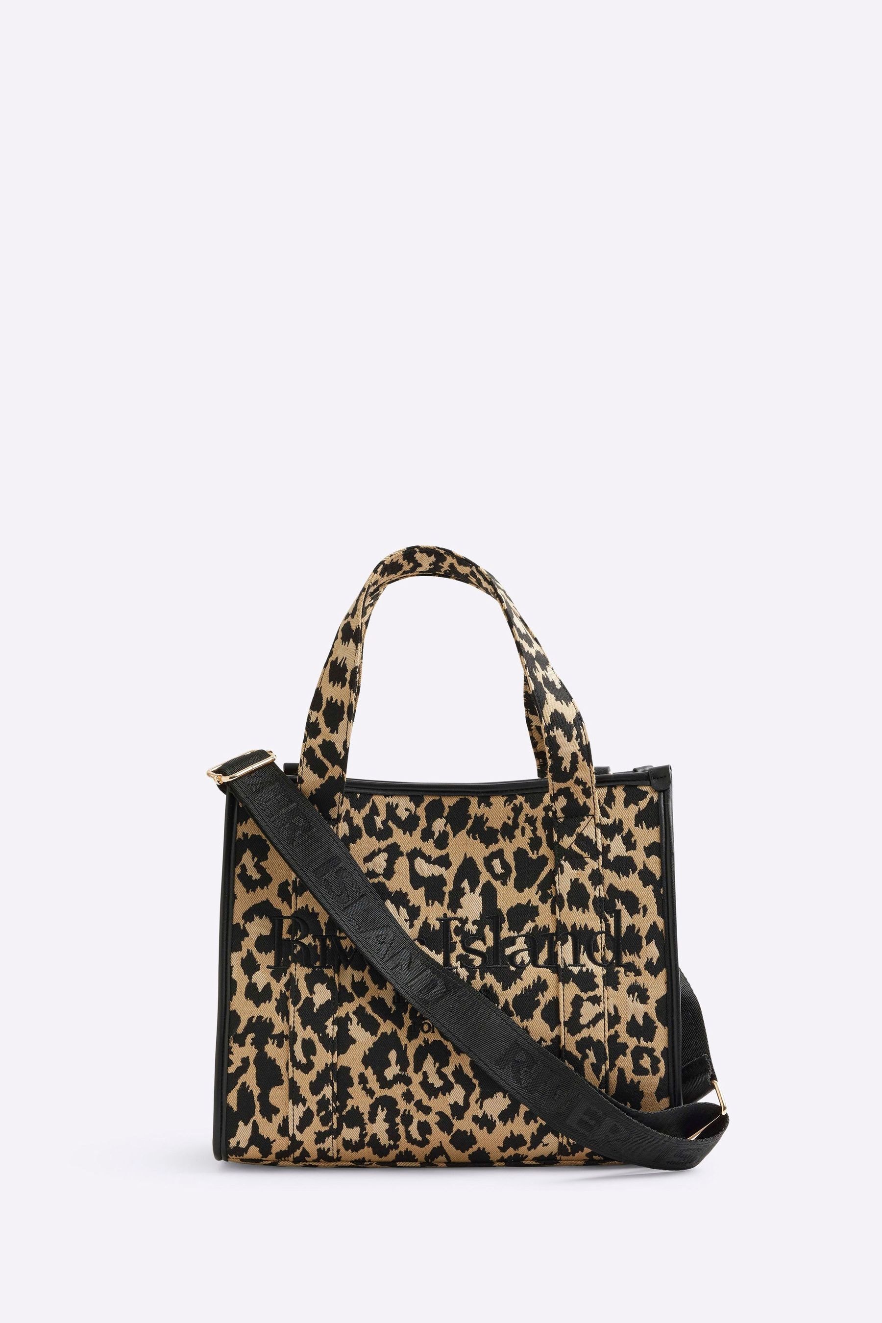 Buy River Island Brown Medium Leopard Jacquard Embossed Tote Bag from the Next UK online shop