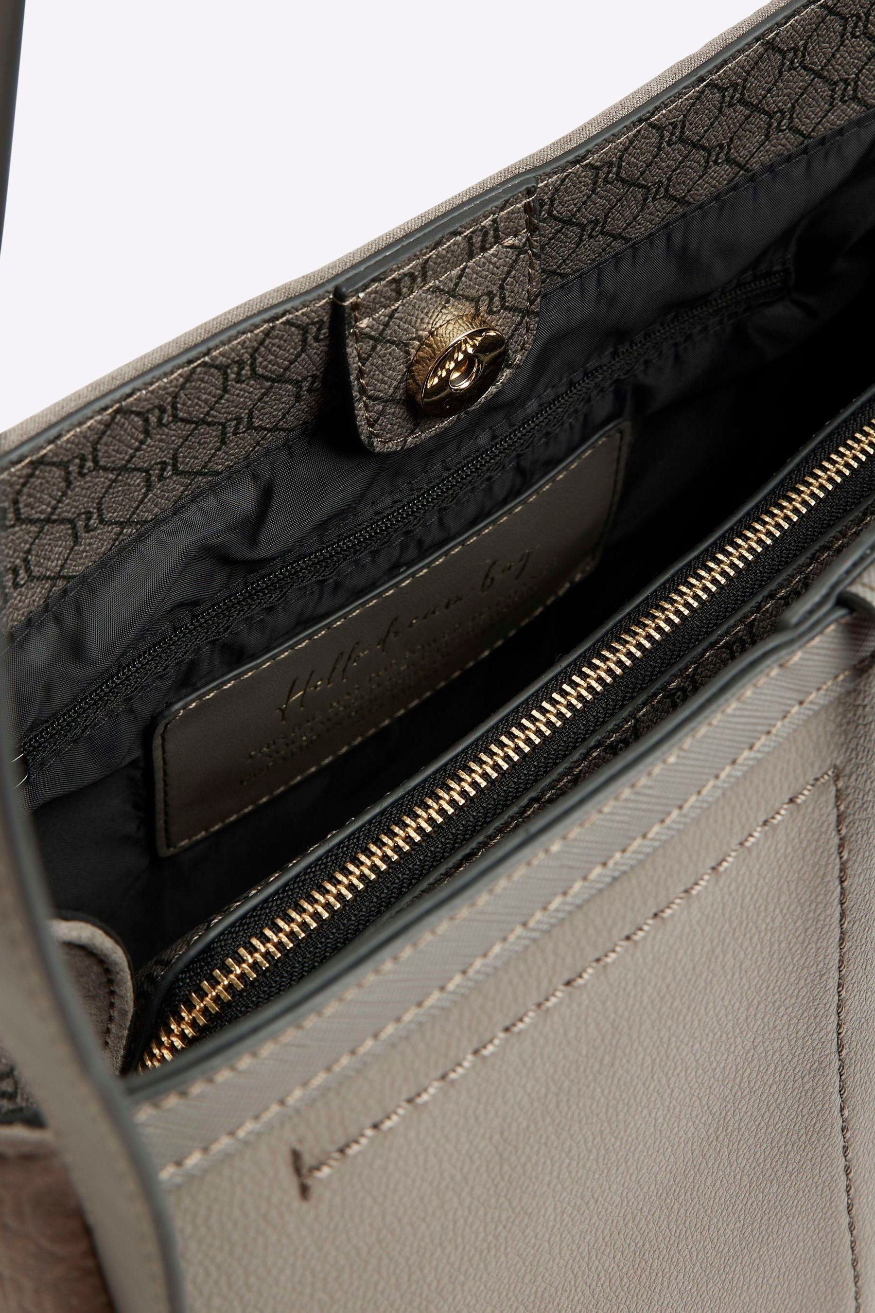Buy River Island Grey Logo Tab Front Slouch Bag from Next Ireland