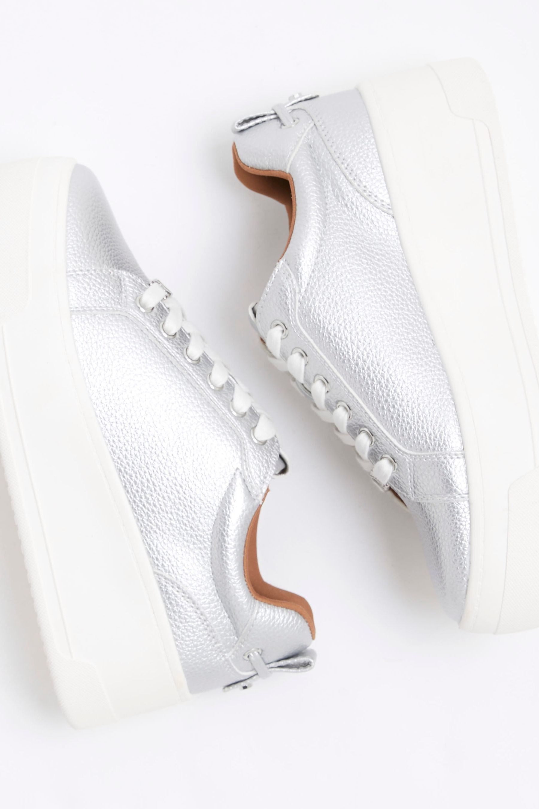Buy River Island Silver Platform Lace Up Trainers from Next Luxembourg