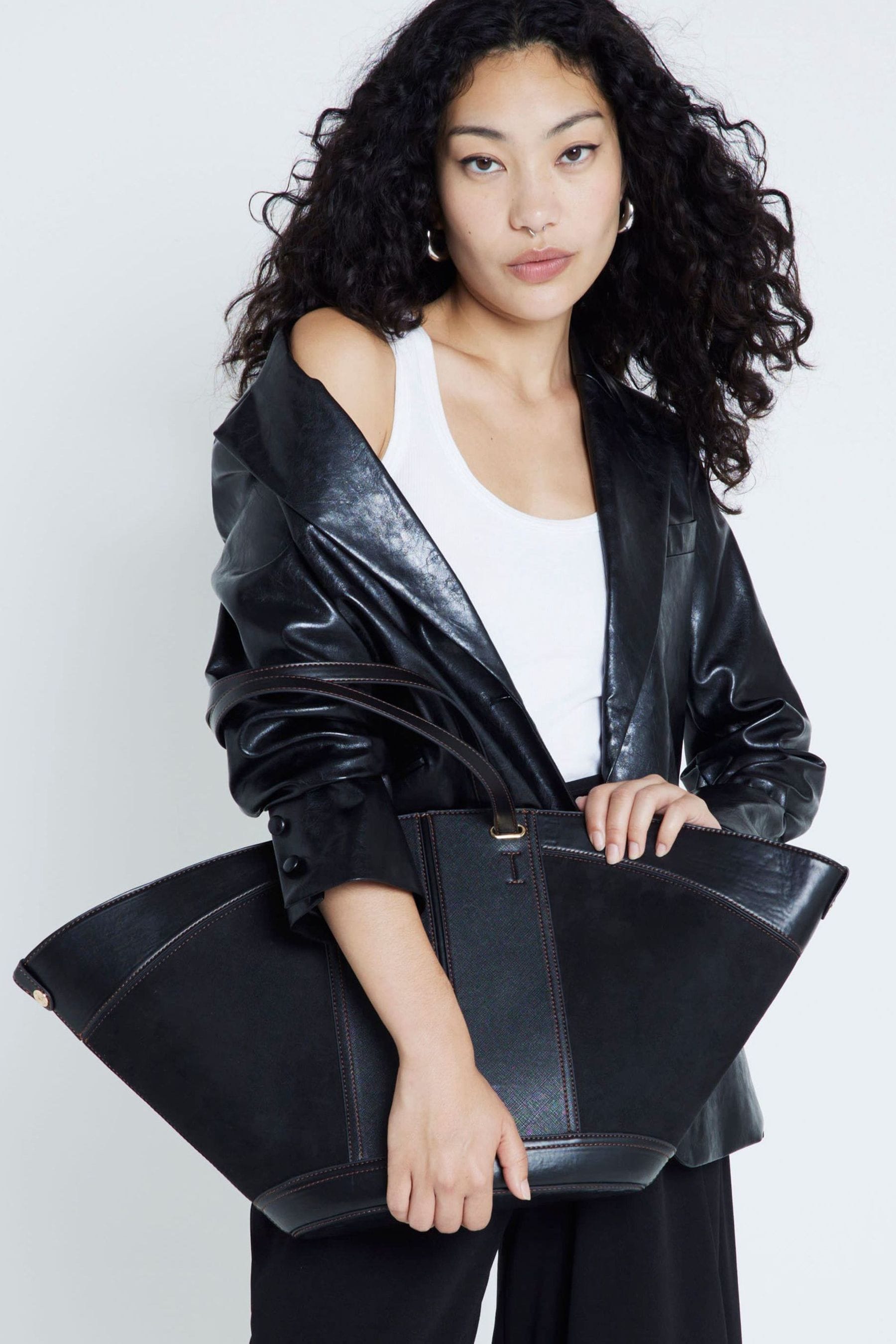 Buy River Island Black Large Fanned Tote Bag from Next Bahrain