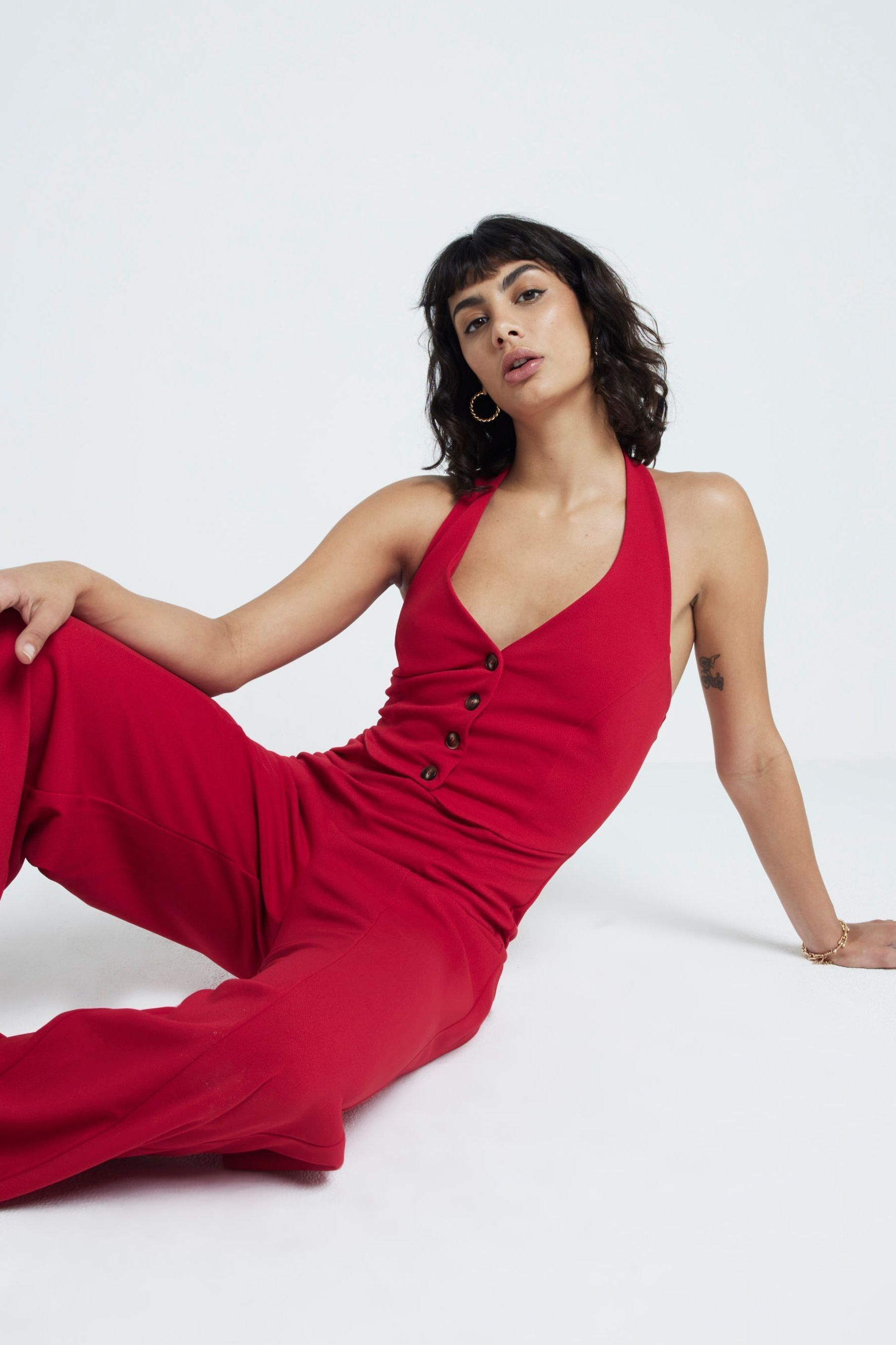 River island red jumpsuit store