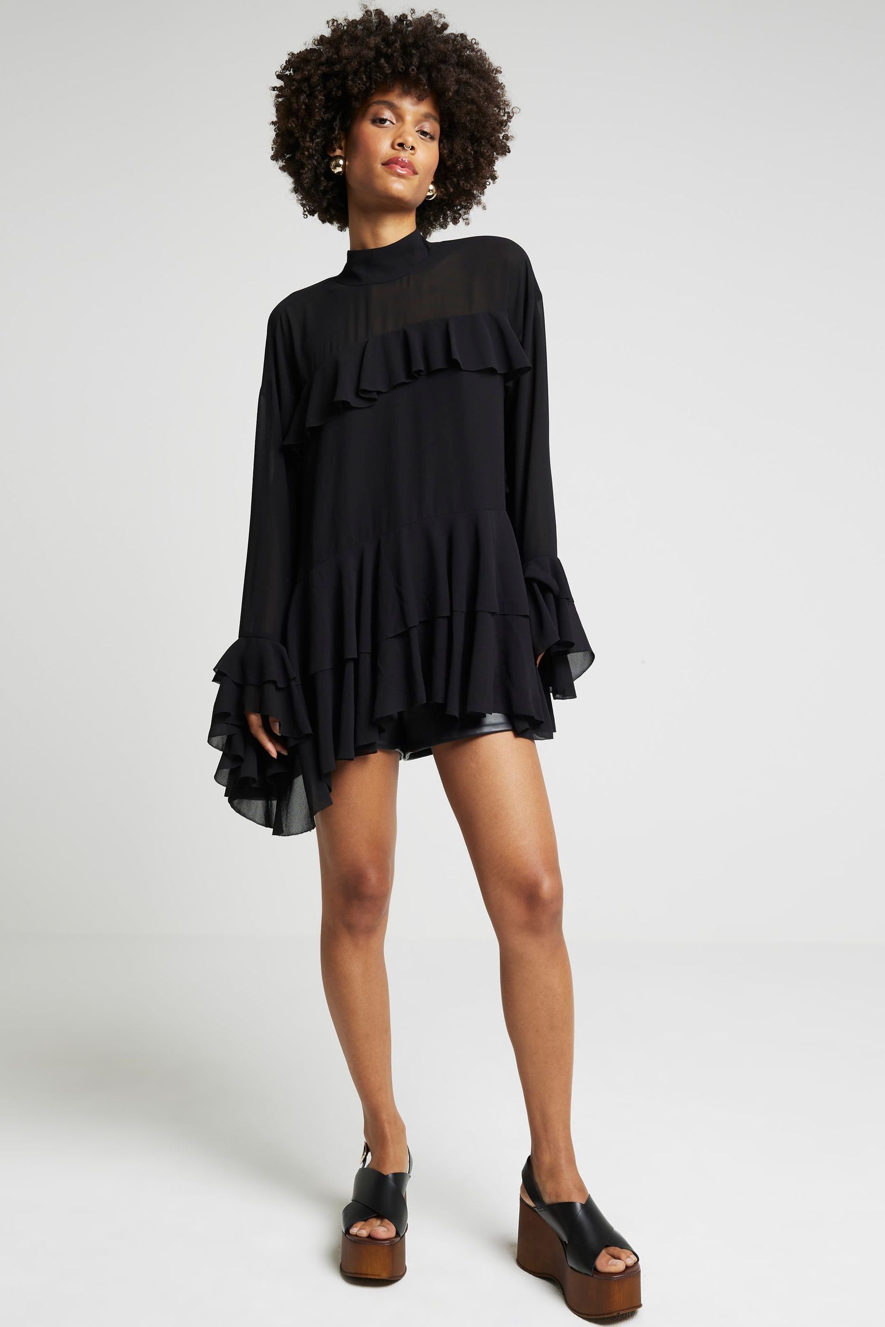 Black ruffle blouse uk new arrivals