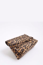 River Island Brown Leopard Fold Over Clutch - Image 3 of 4