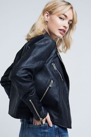 River Island Black Quiltted Faux Leather Biker Jacket - Image 2 of 4