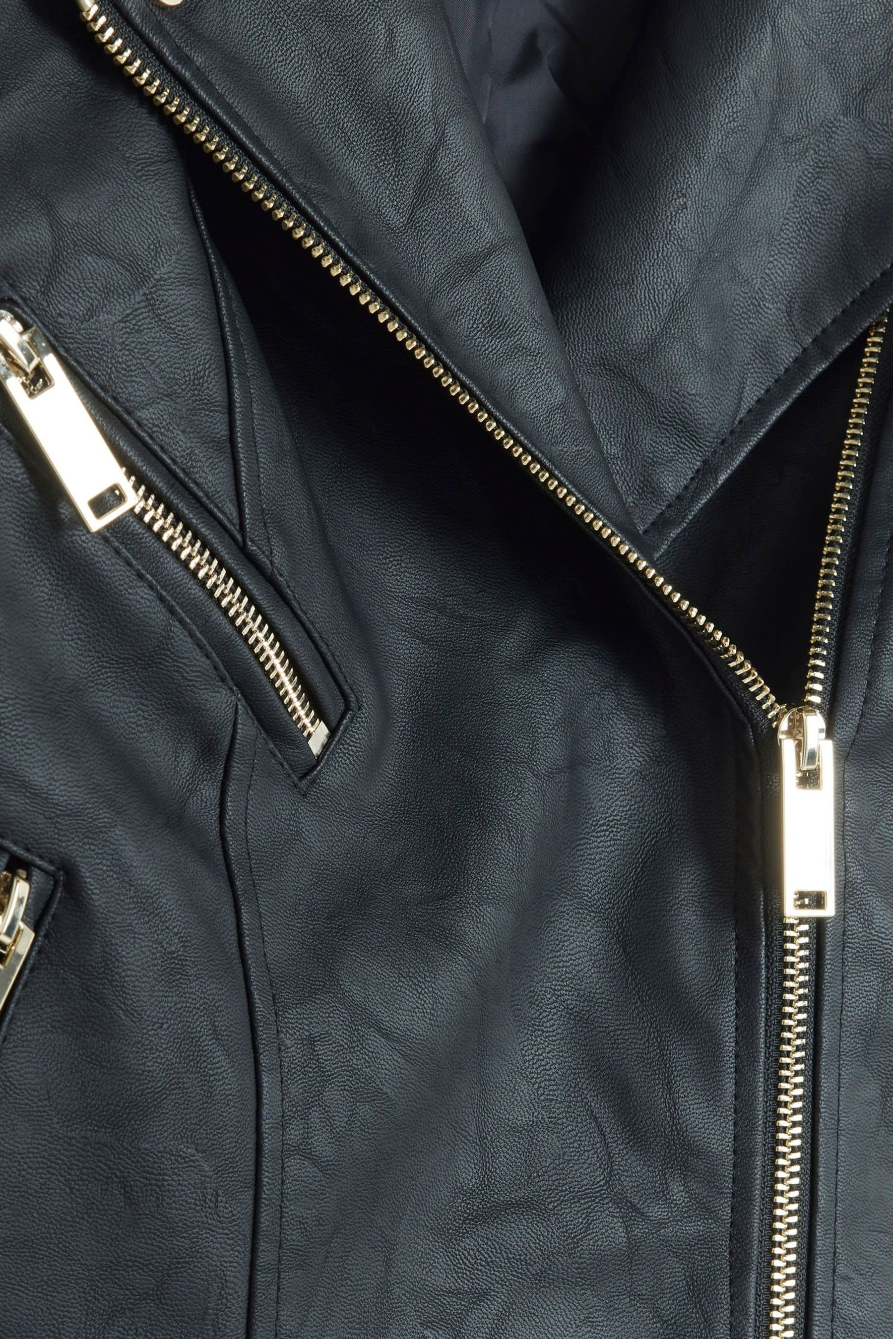 Buy River Island Black Quilted Faux Leather Biker Jacket from the Next UK online shop
