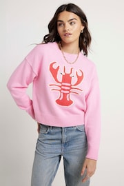 River Island Pink Lobster Graphic Jumper - Image 1 of 4