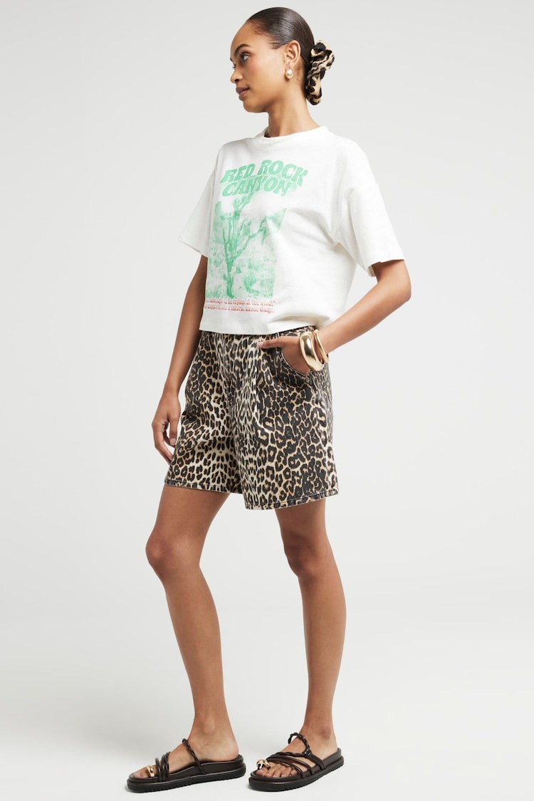 River Island Location Graphic Cotton/Linen Mix T-Shirt - Image 1 of 4