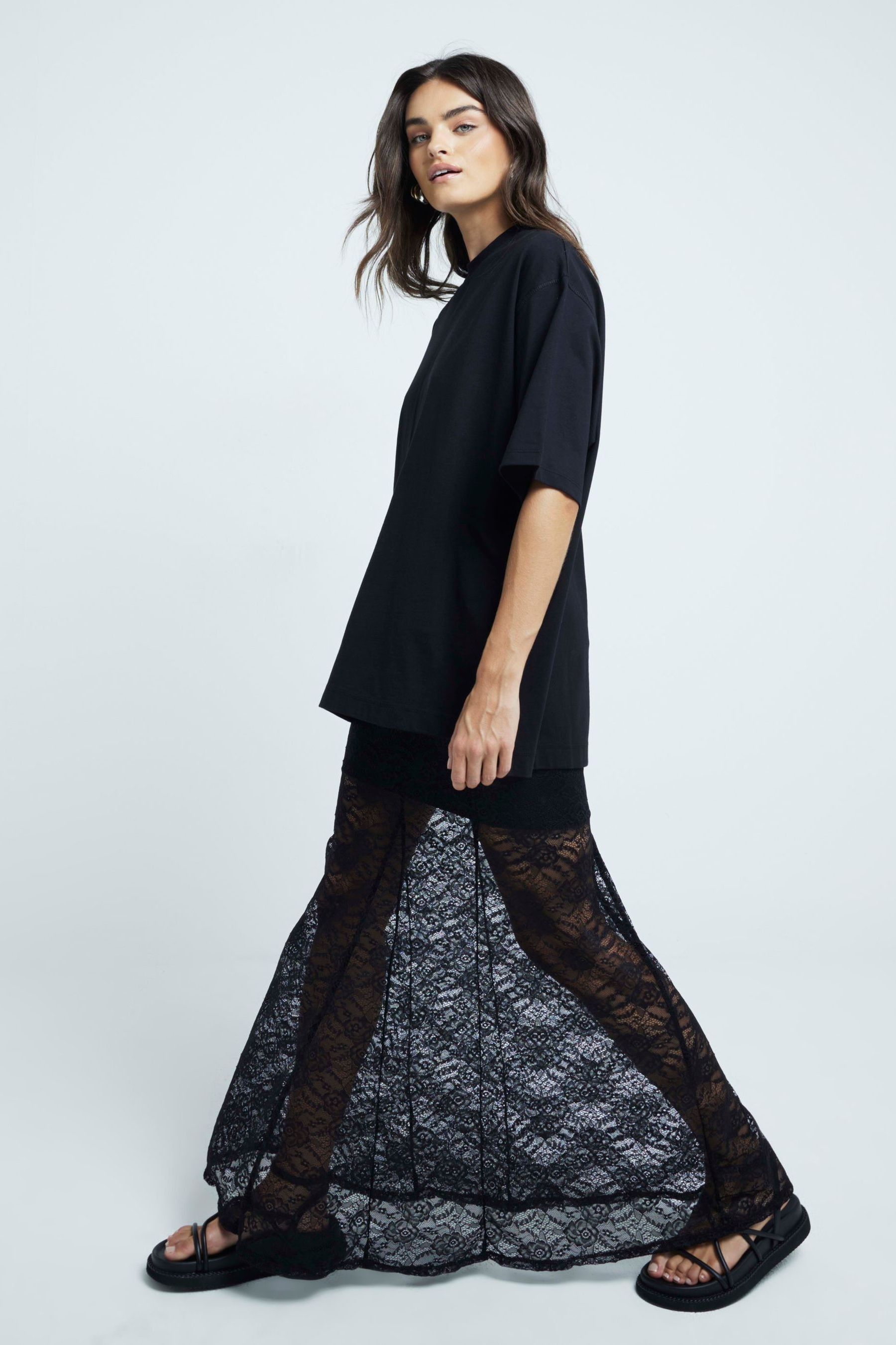 Buy River Island Black Lace Maxi Skirt from the Next UK online shop