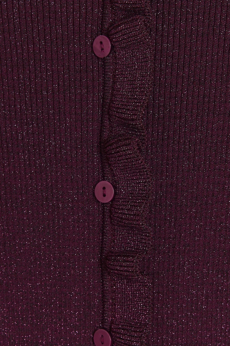 River Island Burgundy Red Frill Knitted T-Shirt - Image 4 of 4