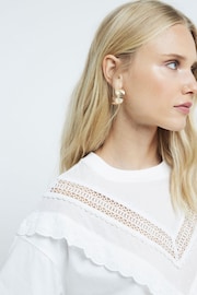 River Island White White Chevron Lace T-Shirt - Image 4 of 6