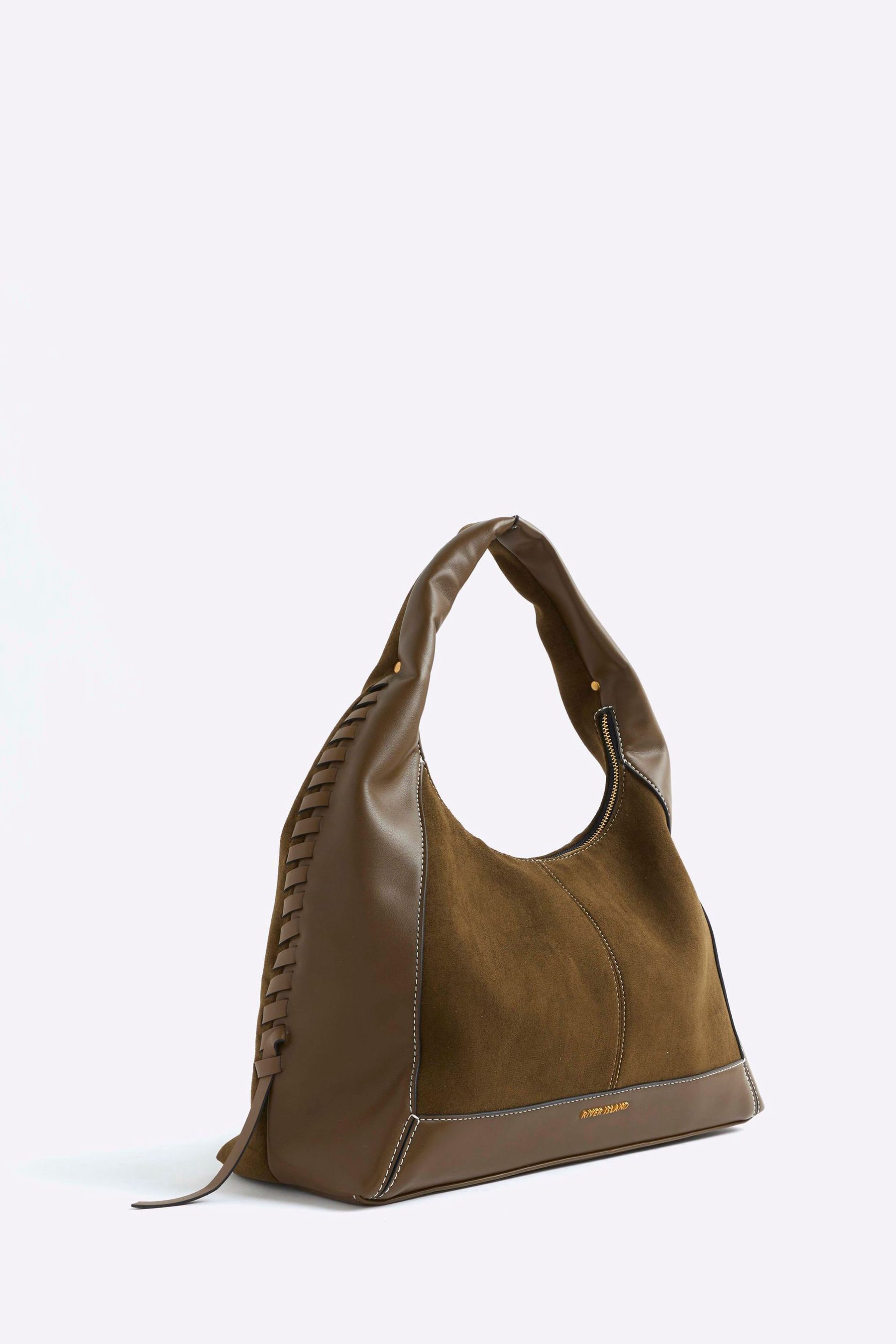 River Island Green Whipstitch Slouch Bag