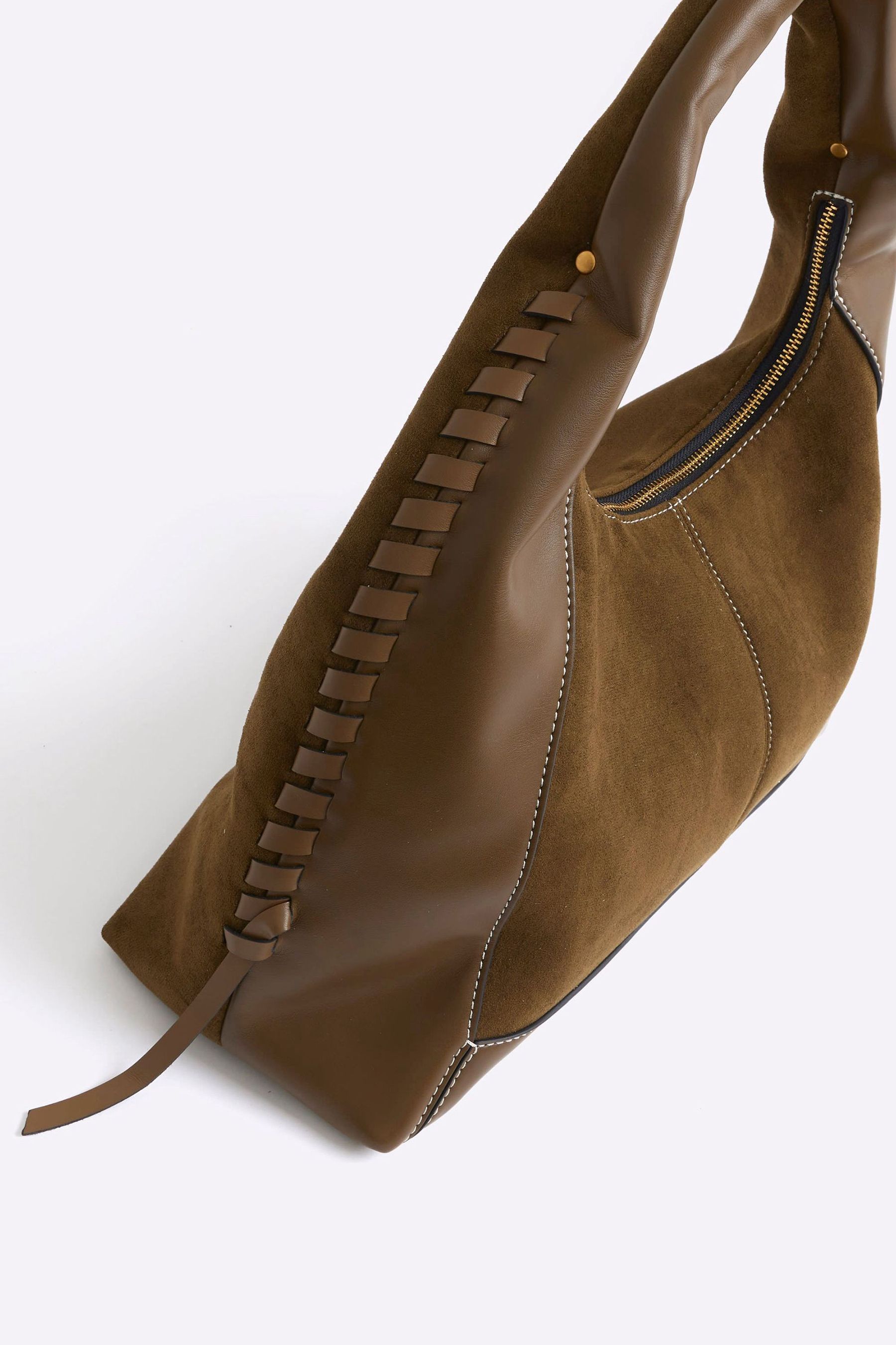 River Island Green Whipstitch Slouch Bag