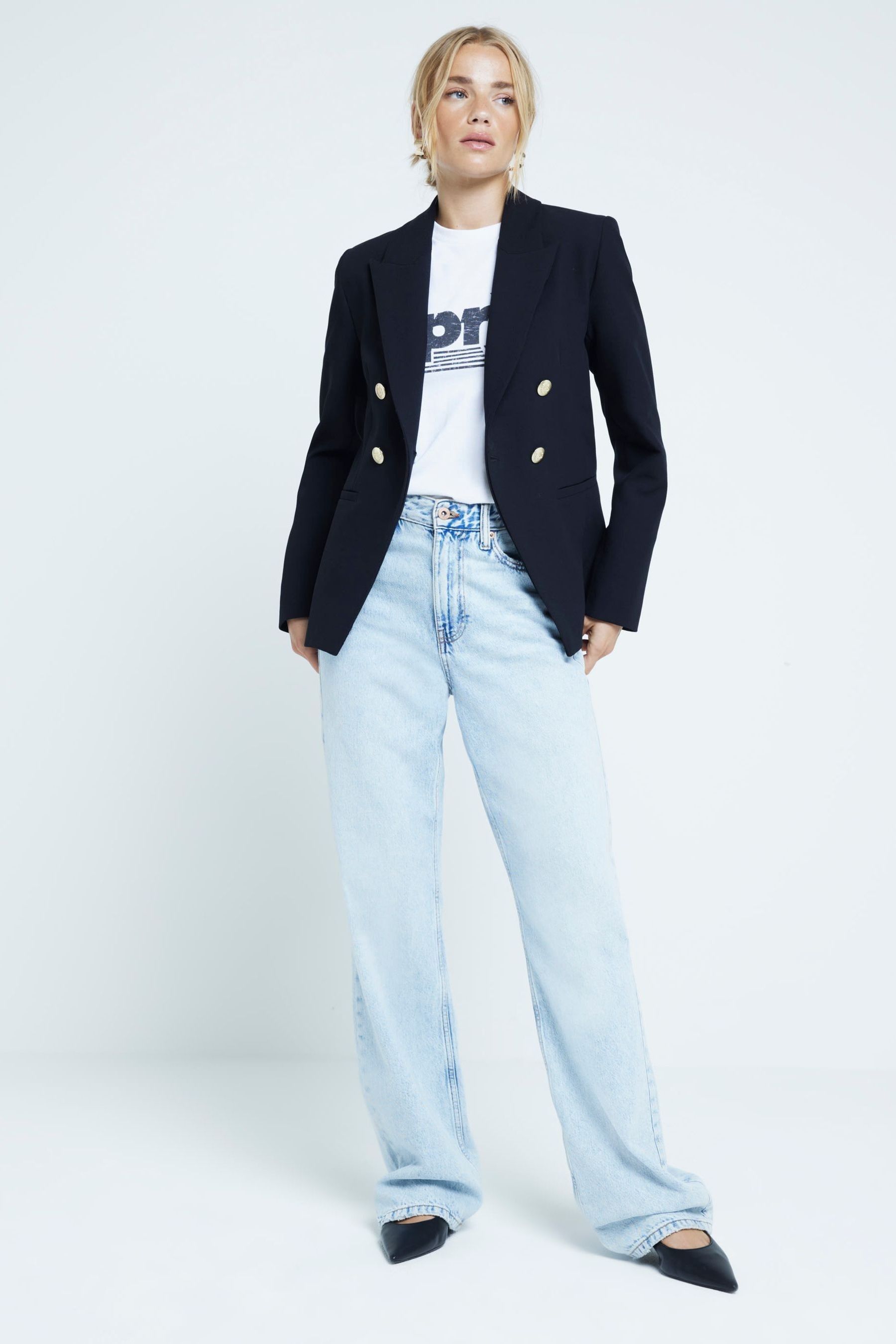 River island military blazer top