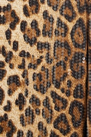 River Island Brown Petite Leopard Print Sequin Trousers - Image 4 of 4