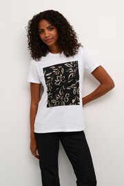 Kaffe KAsandra Print Short Sleeve White T-Shirt - Image 1 of 5