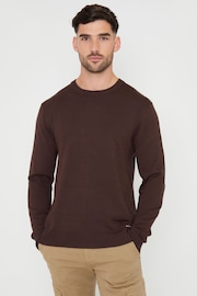 Threadbare Brown Crew Neck Knitted Jumper - Image 1 of 4