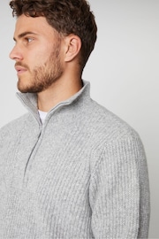 Threadbare Grey Quarter Zip Knitted Jumper - Image 4 of 5