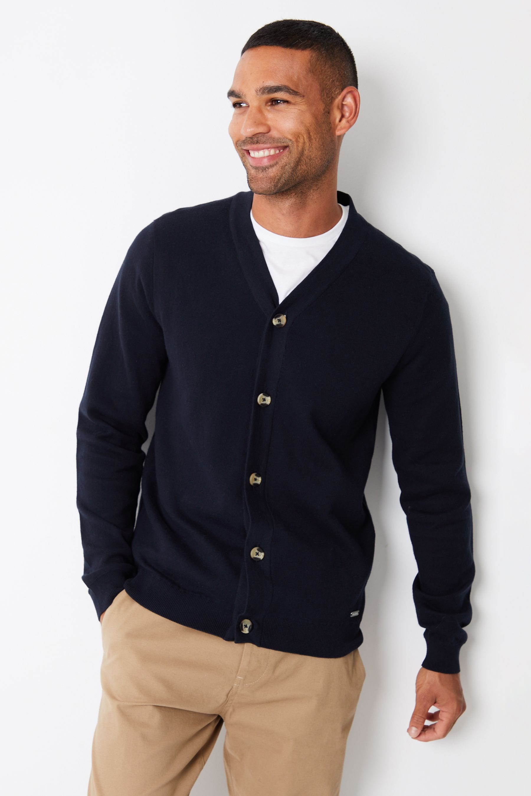 Navy knitted cardigan shop